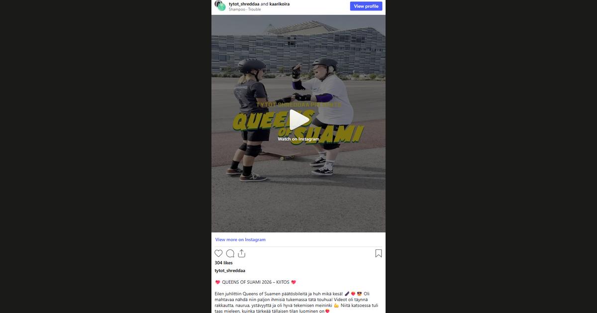Kuvakaappaus @tytot_shreddaa-tilin Instagram-postauksesta