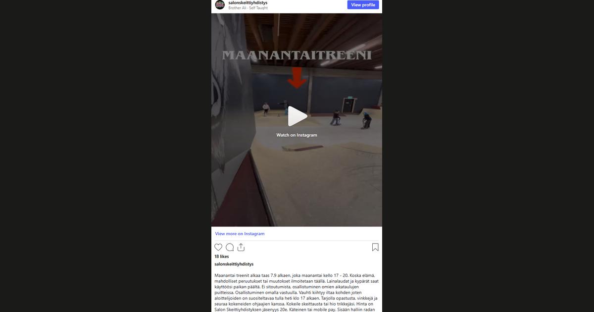 Kuvakaappaus @salonskeittiyhdistys-tilin Instagram-postauksesta