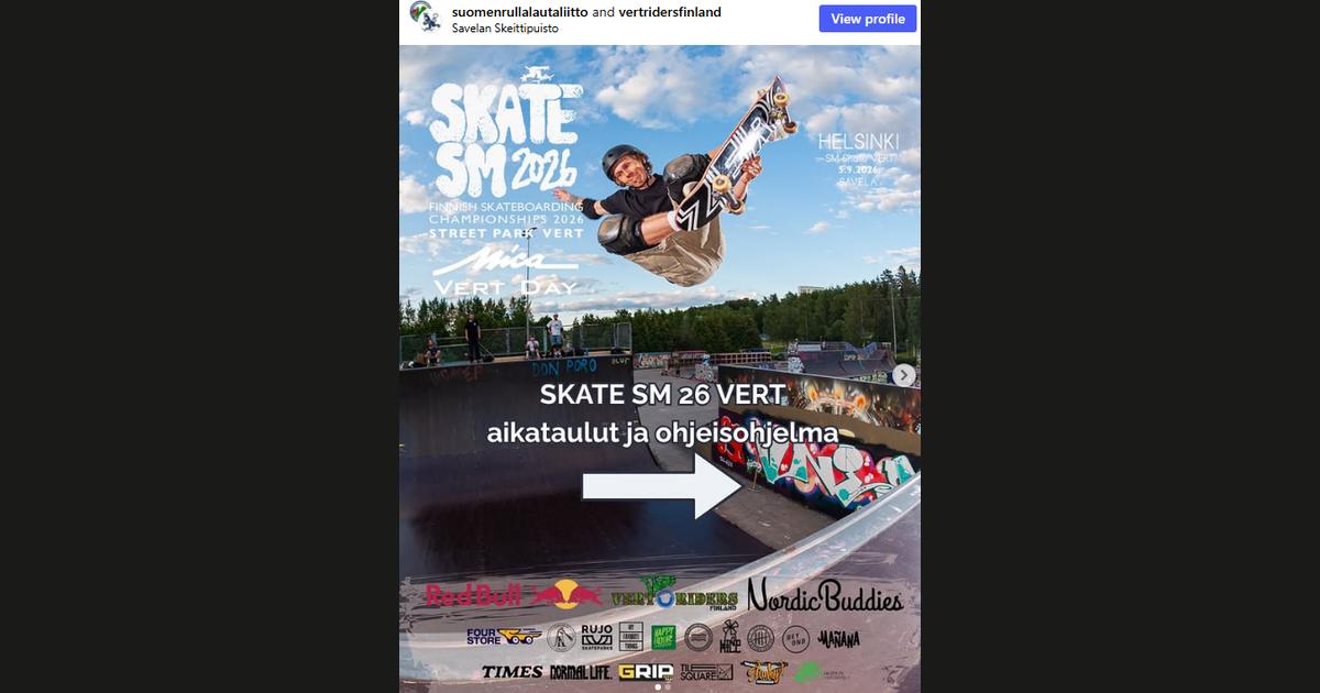 Kuvakaappaus @suomenrullalautaliitto-tilin Instagram-postauksesta