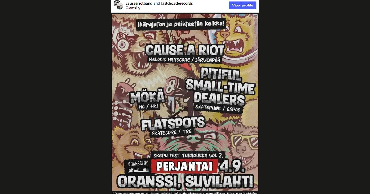 Kuvakaappaus @causeariotband-tilin Instagram-postauksesta