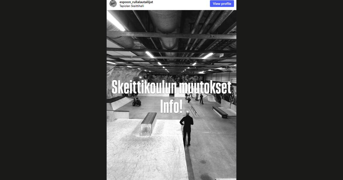 Kuvakaappaus @espoon_rullalautailijat-tilin Instagram-postauksesta