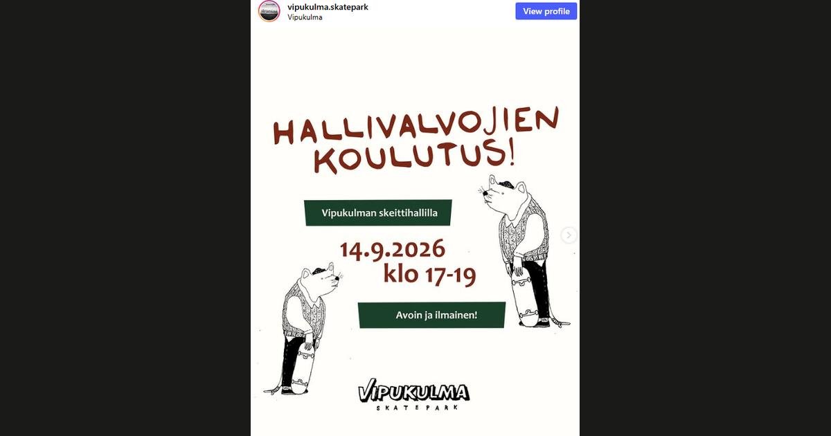 Kuvakaappaus @vipukulma.skatepark-tilin Instagram-postauksesta