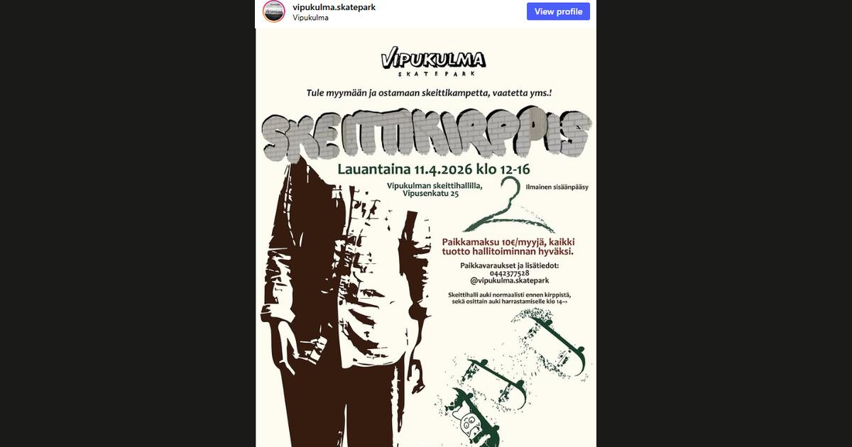 Kuvakaappaus @vipukulma.skatepark-tilin Instagram-postauksesta